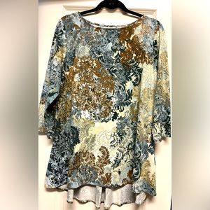 Susan Graver Printed Brushed Liquid Knit Top